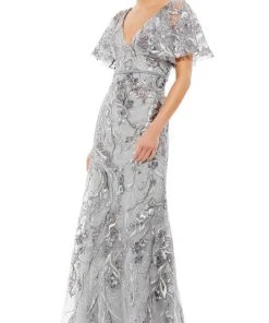 Mac Duggal 67908 - Embellished Short Bell Sleeve Long Dress