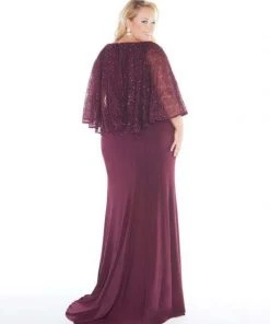 Mac Duggal - 77308F Embellished Cape-like V-neck Sheath Dress 6 Mac Duggal - 77308F Embellished Cape-like V-neck Sheath Dress