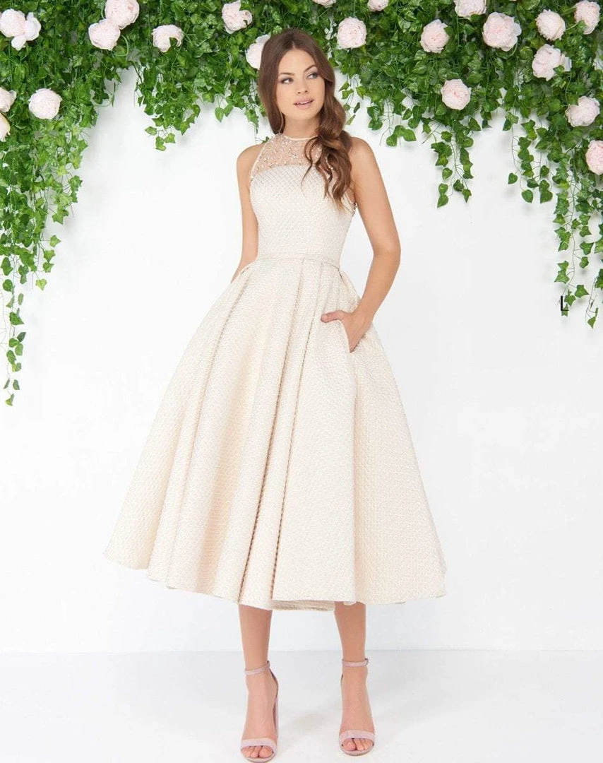 Mac Duggal - 79177D Sheer Jewel Neck Brocade Cocktail Dress 3 Mac Duggal - 79177D Sheer Jewel Neck Brocade Cocktail Dress