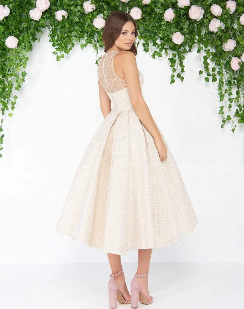 Mac Duggal - 79177D Sheer Jewel Neck Brocade Cocktail Dress 4 Mac Duggal - 79177D Sheer Jewel Neck Brocade Cocktail Dress