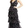 Mac Duggal - 9062 Floral Beaded Tiered A-Line Dress