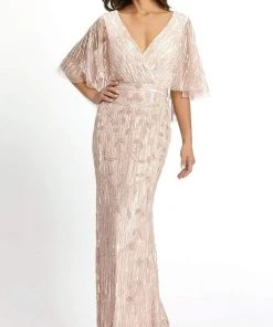 Mac Duggal - 9064 Sequined V Neck Sheath Dress