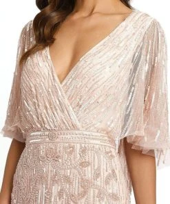 Mac Duggal - 9064 Sequined V Neck Sheath Dress