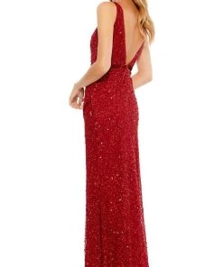 Mac Duggal 9110 - Fully Sequined V-neck Evening Dress