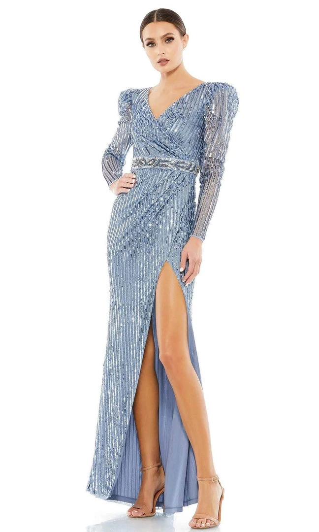 Mac Duggal - 93549 V-Neck High Slit Sheath Dress 6 Mac Duggal - 93549 V-Neck High Slit Sheath Dress