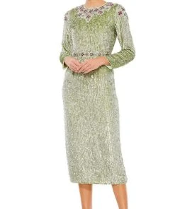 Mac Duggal - 93568 Sage Long Sleeve Sequined Dress