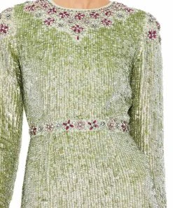 Mac Duggal - 93568 Sage Long Sleeve Sequined Dress