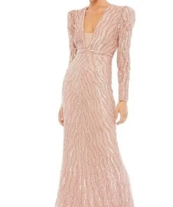 Mac Duggal - 93574 Leg Of Mutton Beaded Dress