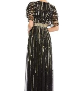 Mac Duggal - 93582 Loose Sleeve Sequin A-Line Gown 6 Mac Duggal - 93582 Loose Sleeve Sequin A-Line Gown