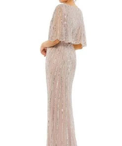 Mac Duggal 93583 - Short Bell Sleeves, Sequins, Full Back, Zipper Closure