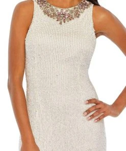 Mac Duggal - 93607 Sequined Tea Length Sheath Dress