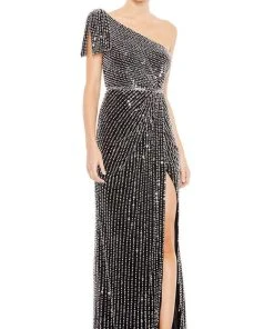 Mac Duggal - 93735 Pearl Beaded High Slit Gown 13 Mac Duggal - 93735 Pearl Beaded High Slit Gown