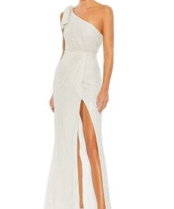 Mac Duggal - 93735 Pearl Beaded High Slit Gown 12 Mac Duggal - 93735 Pearl Beaded High Slit Gown