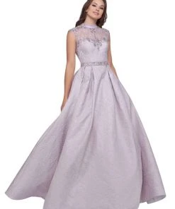 Mac Duggal Ballgowns - 40885H Metallic Floral Brocade Ballgown