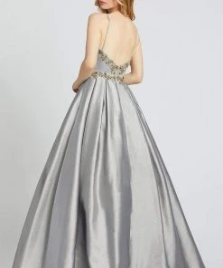 Mac Duggal Ballgowns - 40890H Jewel-Trimmed Spaghetti Strap Ballgown