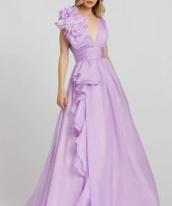 Mac Duggal Ballgowns - 48856H Ruffle Accent Sleeveless V Neck Ballgown 10 Mac Duggal Ballgowns - 48856H Ruffle Accent Sleeveless V Neck Ballgown