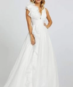 Mac Duggal Ballgowns - 48856H Ruffle Accent Sleeveless V Neck Ballgown 11 Mac Duggal Ballgowns - 48856H Ruffle Accent Sleeveless V Neck Ballgown