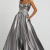 Mac Duggal Ballgowns - 48885H Sleeveless V Neck Jeweled Belt Ballgown