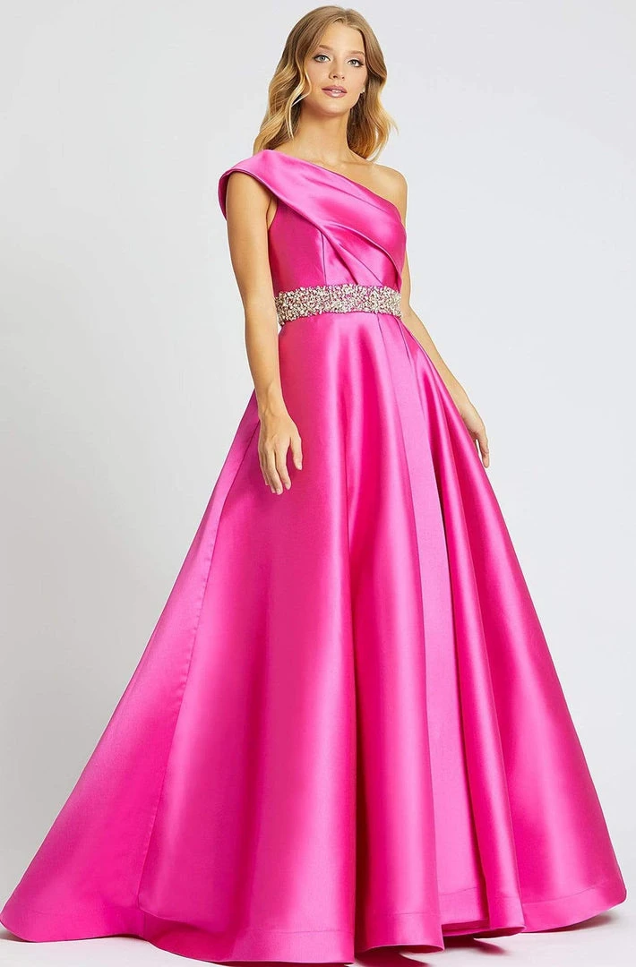 Mac Duggal Ballgowns - 67101H Beaded Accent One Shoulder Neckline Gown 4 Mac Duggal Ballgowns - 67101H Beaded Accent One Shoulder Neckline Gown