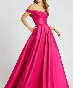 Mac Duggal Ballgowns - 67104H Off Shoulder V Back Ballgown