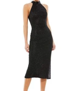 Mac Duggal Cocktail - 5531D High Halter Lattice Beaded Dress