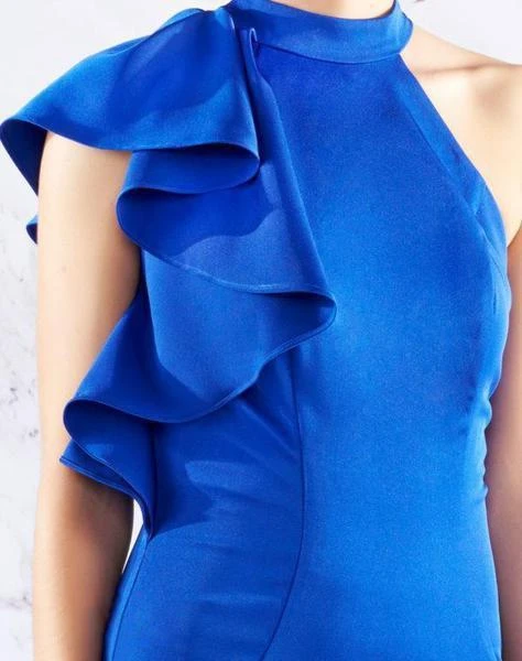 Mac Duggal Cocktail - 67619N High Halter Fitted Dress With Ruffle Wrap 7 Mac Duggal Cocktail - 67619N High Halter Fitted Dress With Ruffle Wrap