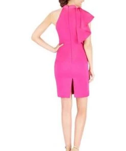 Mac Duggal Cocktail - 67619N High Halter Fitted Dress With Ruffle Wrap 8 Mac Duggal Cocktail - 67619N High Halter Fitted Dress With Ruffle Wrap