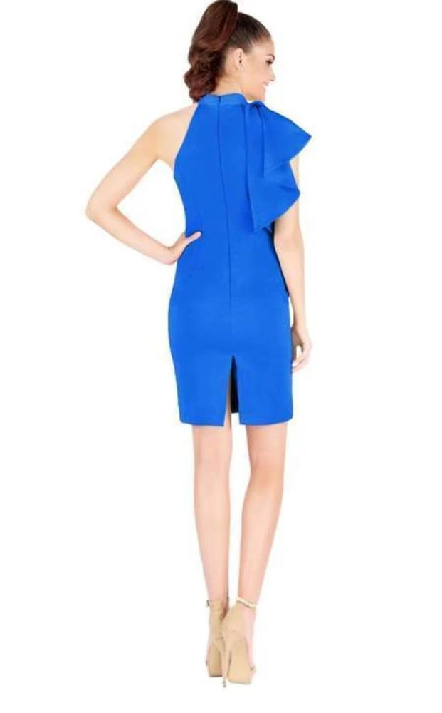 Mac Duggal Cocktail - 67619N High Halter Fitted Dress With Ruffle Wrap 6 Mac Duggal Cocktail - 67619N High Halter Fitted Dress With Ruffle Wrap