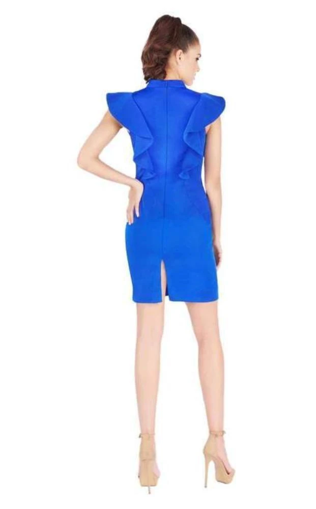 Mac Duggal Cocktail - 67650N Ruffled Cap Sleeve V-neck Fitted Dress 5 Mac Duggal Cocktail - 67650N Ruffled Cap Sleeve V-neck Fitted Dress