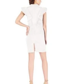 Mac Duggal Cocktail - 67650N Ruffled Cap Sleeve V-neck Fitted Dress 11 Mac Duggal Cocktail - 67650N Ruffled Cap Sleeve V-neck Fitted Dress