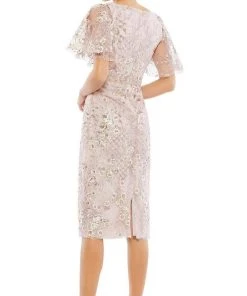 Mac Duggal Cocktail - 67909D Bell Sleeve Floral Midi Dress