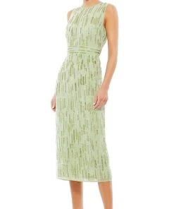 Mac Duggal Cocktail - 93597D Tea Length Geometric Beaded Dress