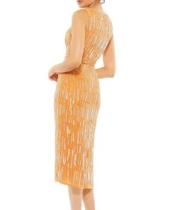 Mac Duggal Cocktail - 93597D Tea Length Geometric Beaded Dress