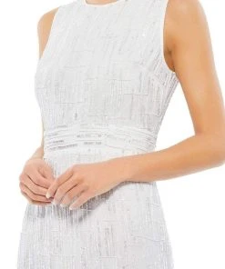 Mac Duggal Cocktail - 93597D Tea Length Geometric Beaded Dress