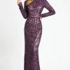 Mac Duggal Couture - 4729D Sequined High Neck Long Sleeves Gown 2 Mac Duggal Couture - 4729D Sequined High Neck Long Sleeves Gown