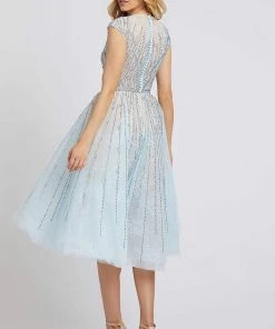 Mac Duggal Evening - 11112D Beaded Lace Tea Length A-line Dress 6 Mac Duggal Evening - 11112D Beaded Lace Tea Length A-line Dress