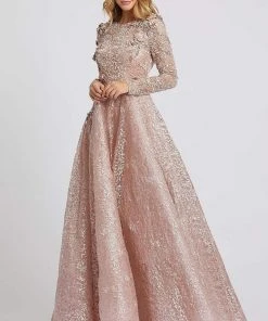 Mac Duggal Evening - 11121D Embroidered Long Sleeve A-line Dress