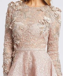 Mac Duggal Evening - 11121D Embroidered Long Sleeve A-line Dress