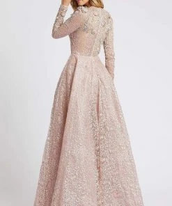 Mac Duggal Evening - 11121D Embroidered Long Sleeve A-line Dress