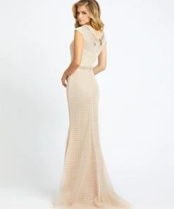 Mac Duggal Evening - 12229D Jewel Beaded Cap Sleeve Evening Gown