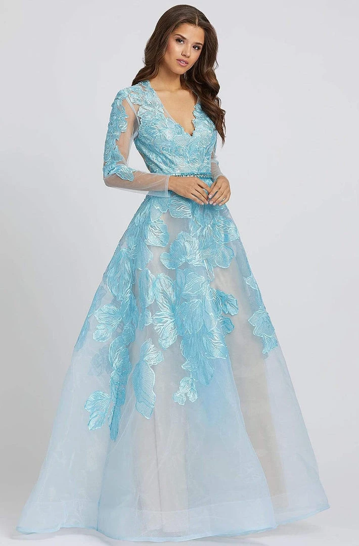 Mac Duggal Evening - 12347D Illusion Long Sleeve Floral A-Line Gown 6 Mac Duggal Evening - 12347D Illusion Long Sleeve Floral A-Line Gown