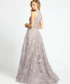 Mac Duggal Evening - 20126D Floral Embroidered V-Neck Beaded Gown