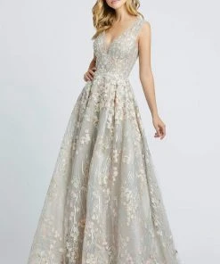 Mac Duggal Evening - 20131D Floral Embroidered A-Line Evening Dress
