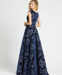 Mac Duggal Evening - 20135D Plunging V-Neck Pleated A-Line Gown