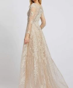 Mac Duggal Evening - 20212D Long Sleeve Embroidered A-Line Gown