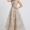 Mac Duggal Evening - 20219D Cap Sleeve Floral Embroidered A-Line Gown