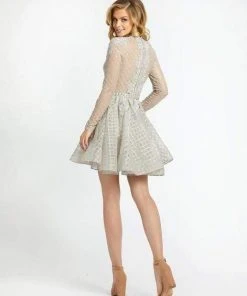 Mac Duggal Evening - 30624D Embroidered Long Sleeve A-line Dress