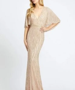 Mac Duggal Evening - 4917D Embellished Plunging V-neck Sheath Dress