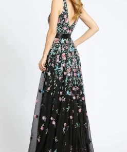 Mac Duggal Evening - 4983D Embellished Deep V-neck A-line Gown