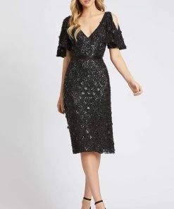 Mac Duggal Evening - 4988D Plunging V-Neck Cold Shoulder Dress